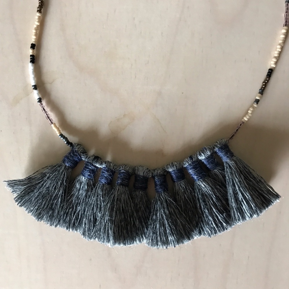 Marae choker Anthropologie necklace tassel beads